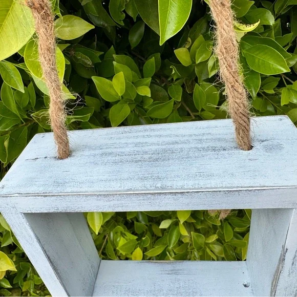 Handmade Hanging Square Floating Shelf | Rustic Wood Cube with Rope | Farmhouse - Picture 9 of 12